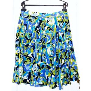VINTAGE Madison Studio : size : 6 : blue multicolor floral pleated a-line skirt